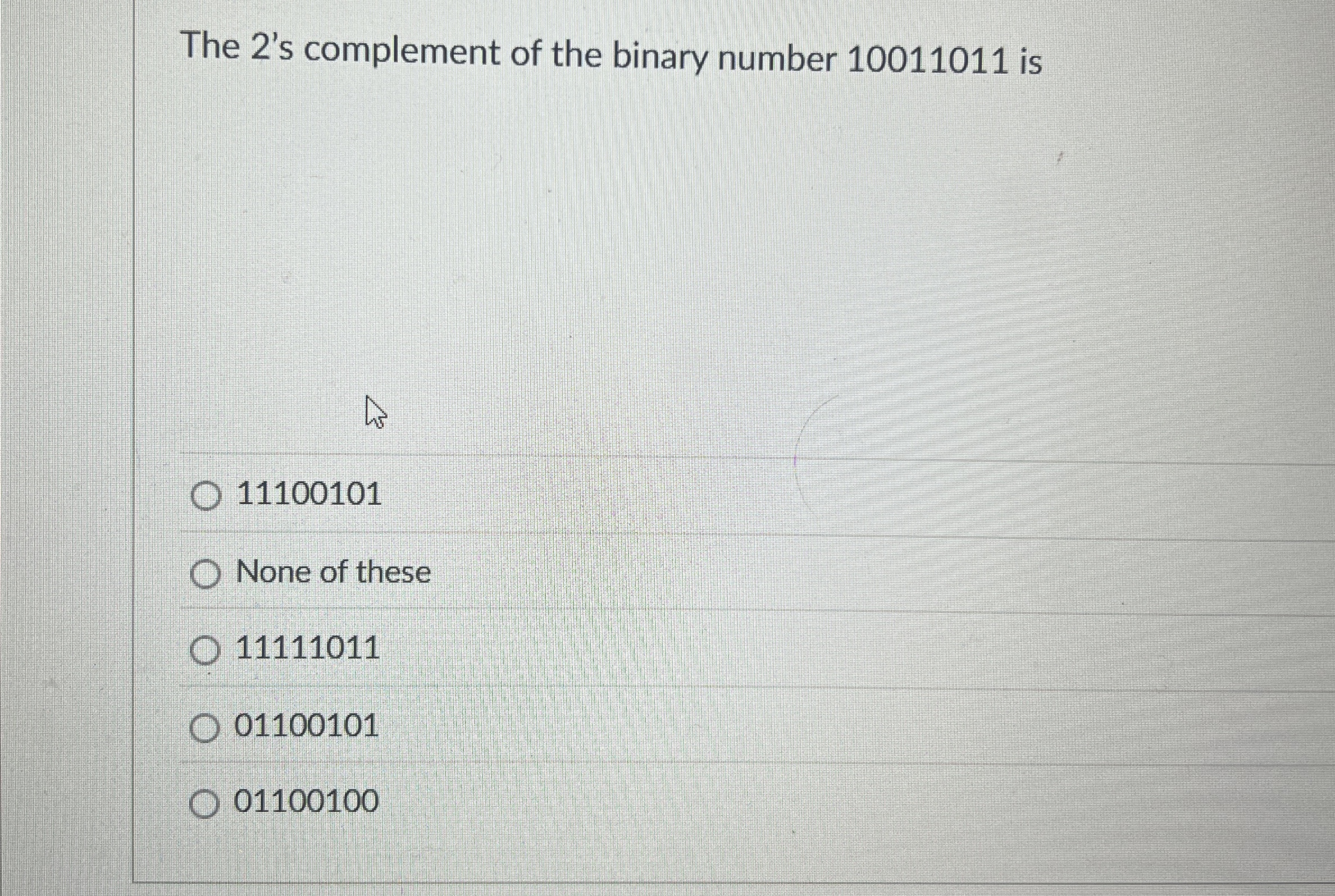 The 2 ' s complement of the binary number 1 0 0 1