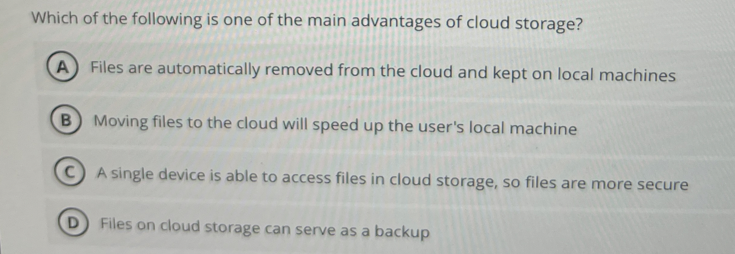 Which of the following is one of the main