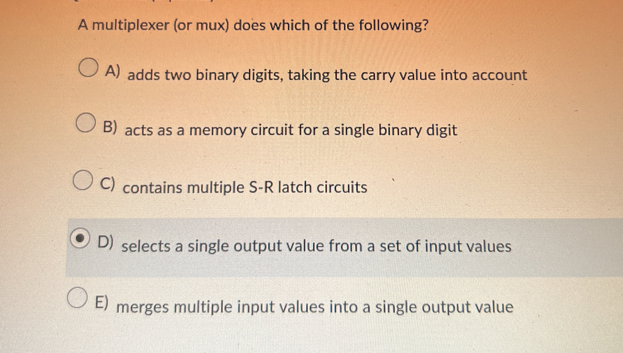 A multiplexer ( or mux ) does which of the