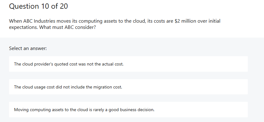 Question 1 0 of 2 0 When ABC Industries moves its
