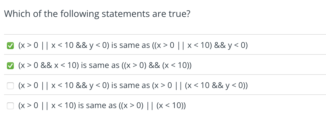 Which of the following statements are true? ( x  style=