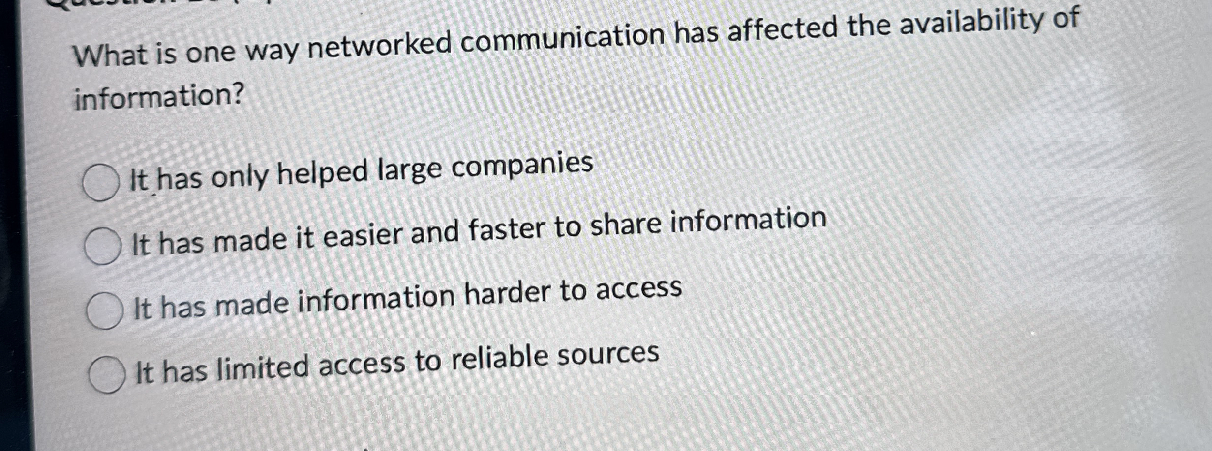 What is one way networked communication has