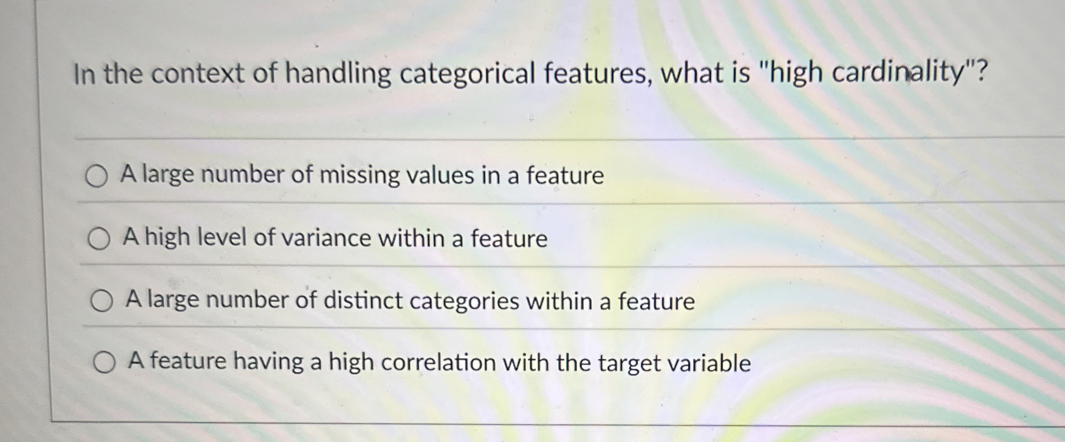 In the context of handling categorical features,