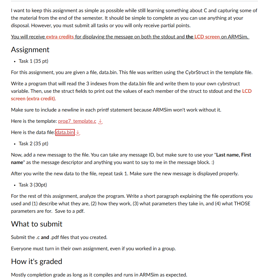 I want to keep this assignment as simple as