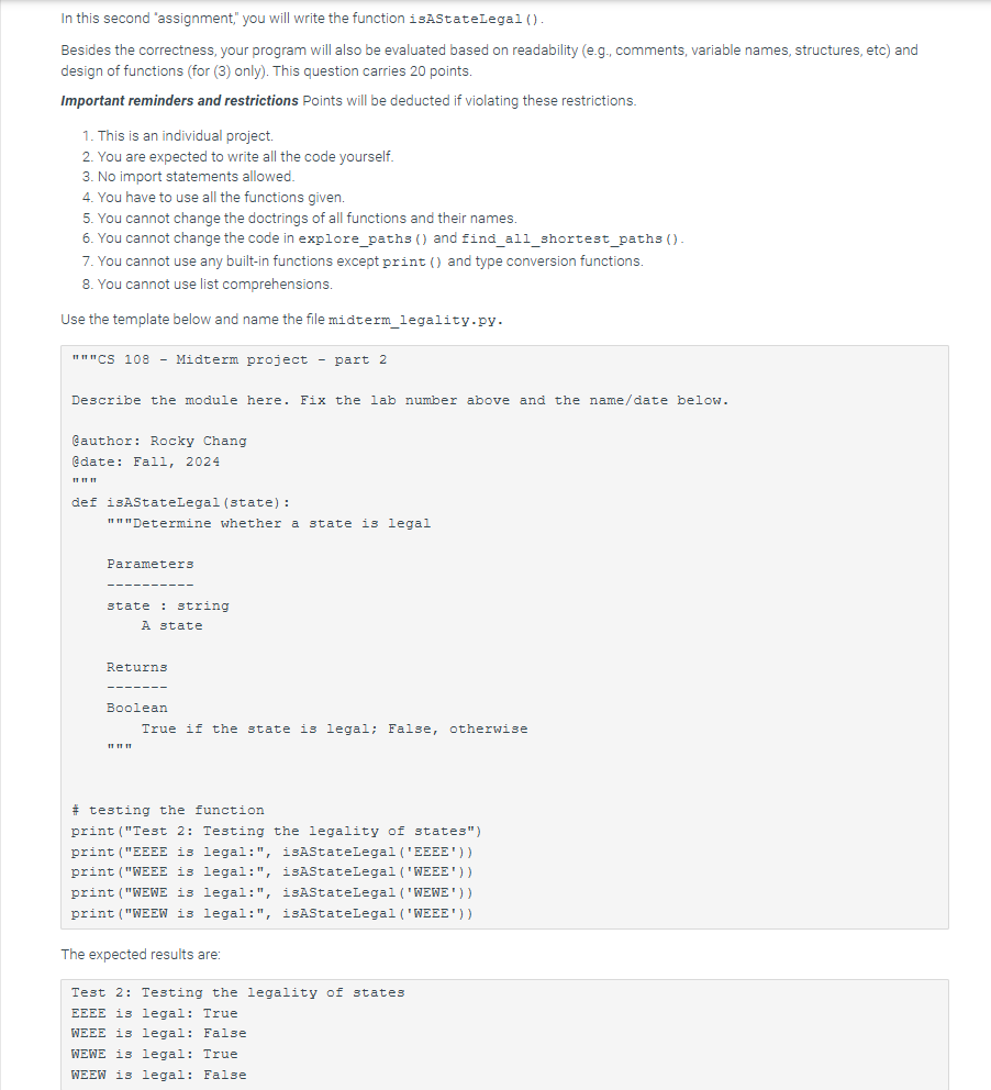 In this second "assignment," you will write the
