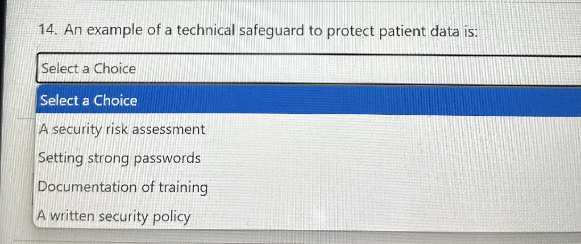 An example of a technical safeguard to protect