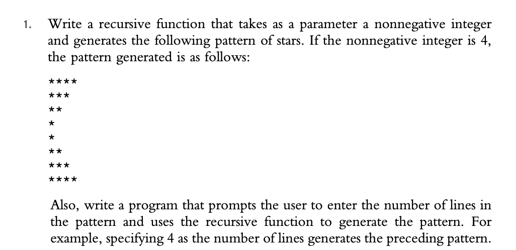 In C + + Write a recursive function that takes as