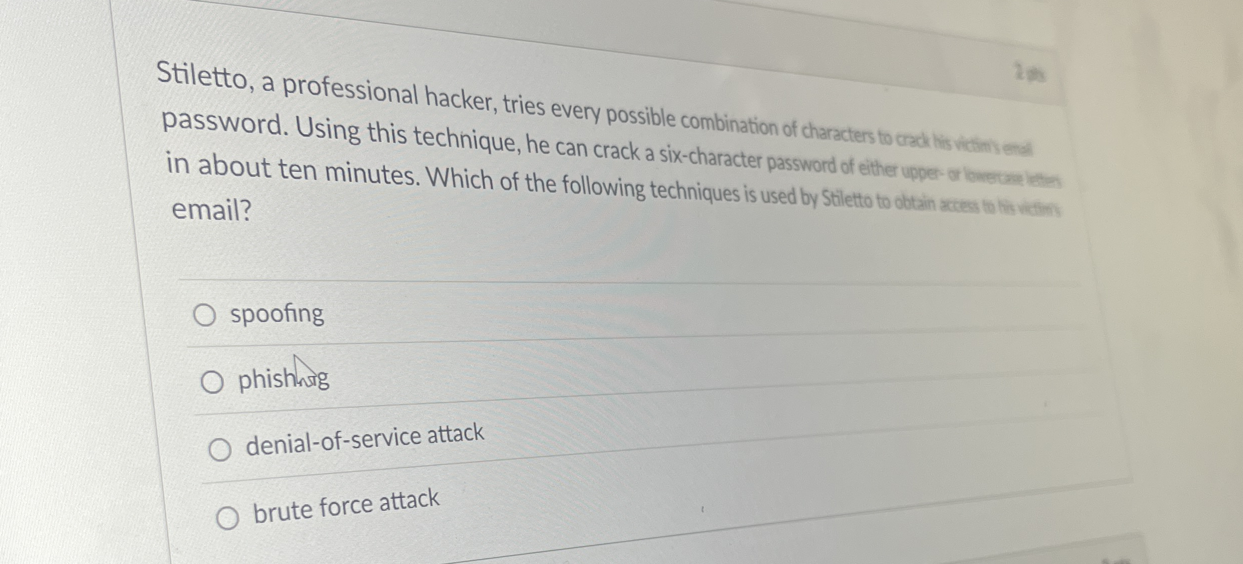 Stiletto, a professional hacker, tries every