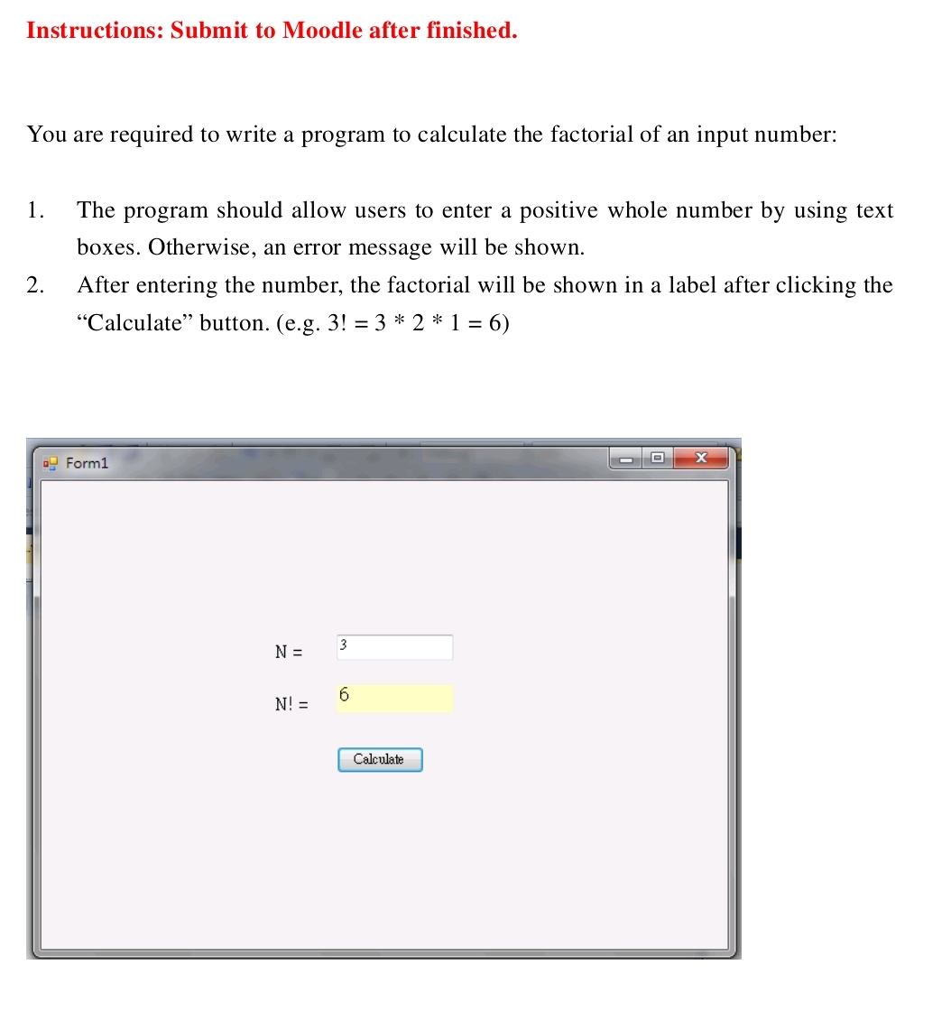 Instructions: Submit to Moodle after finished.