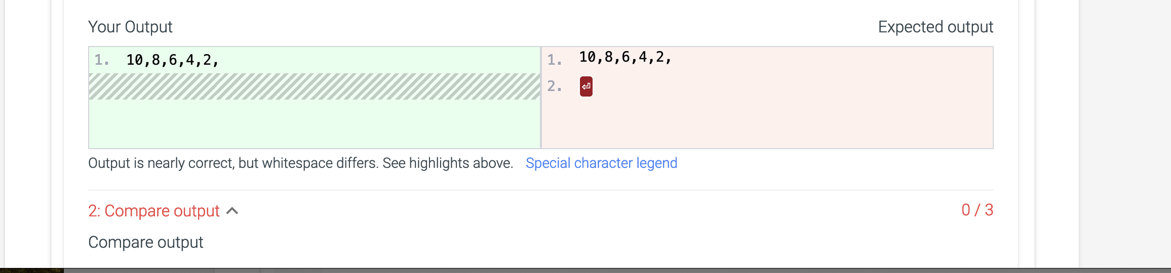 having trouble with the white space at th end of