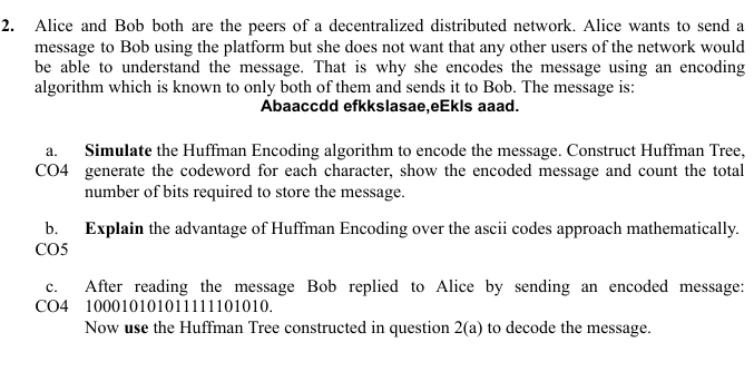 2 . Alice and Bob both are the peers of a