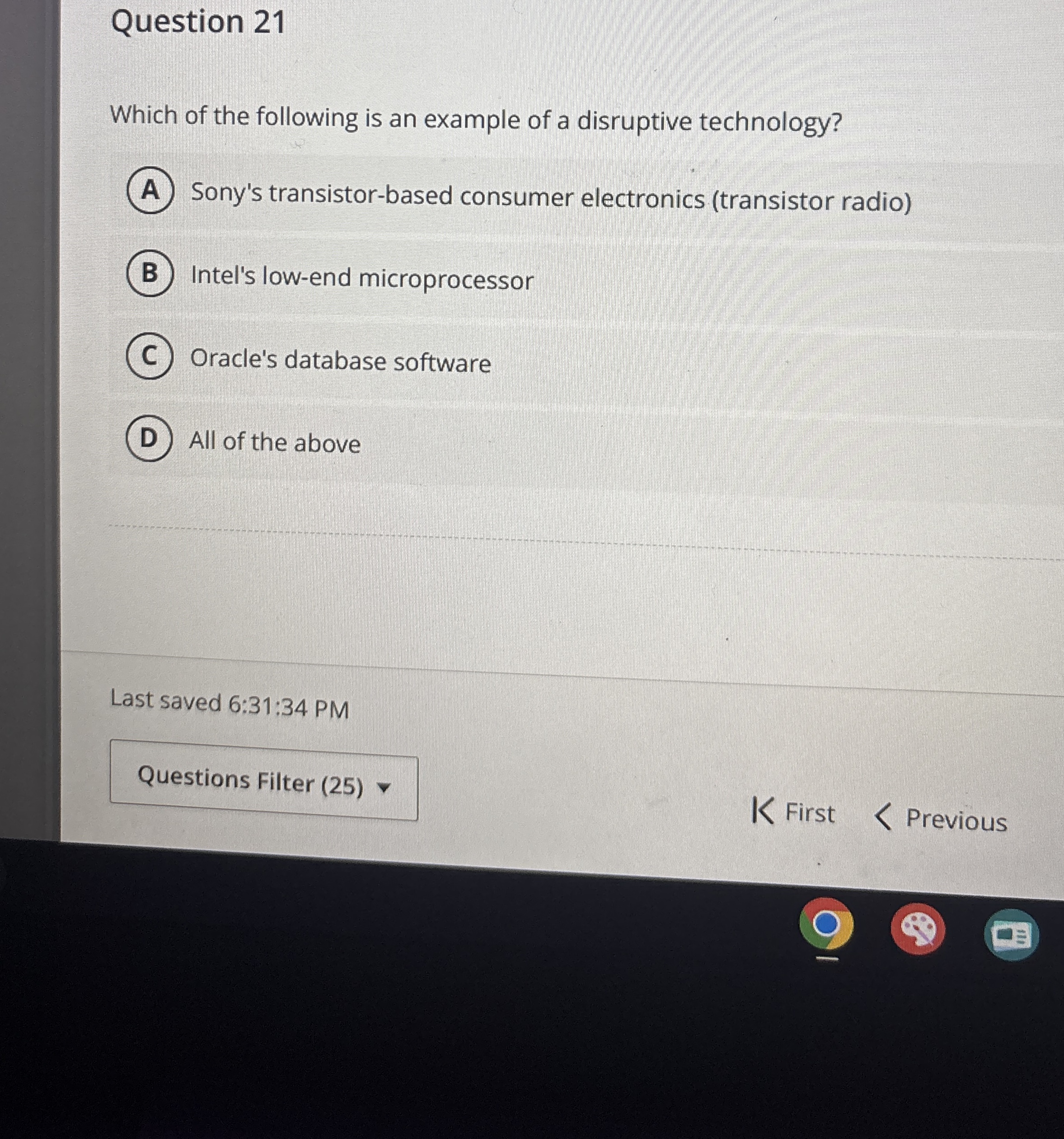 Question 2 1 Which of the following is an example