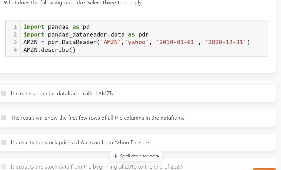 What does the following code do ? Select three