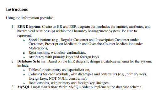 Instructions Using the information provided: 1 .