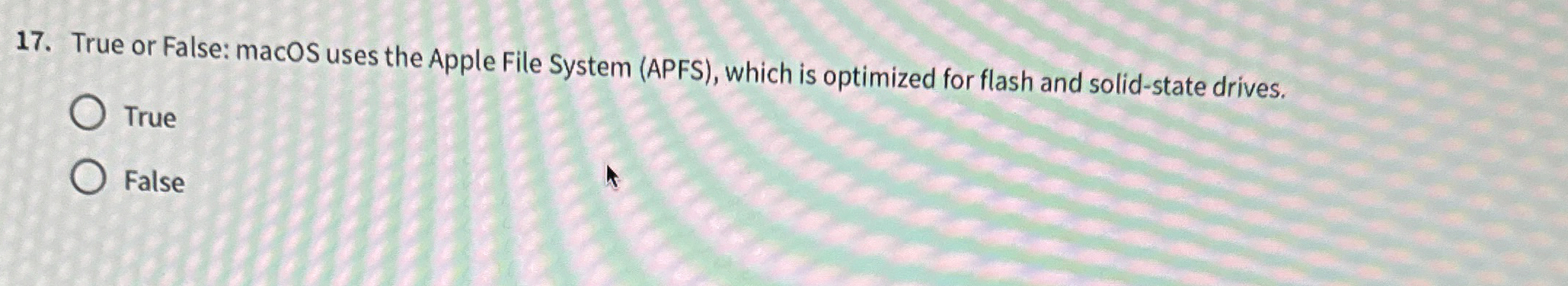 True or False: macOS uses the Apple File System (