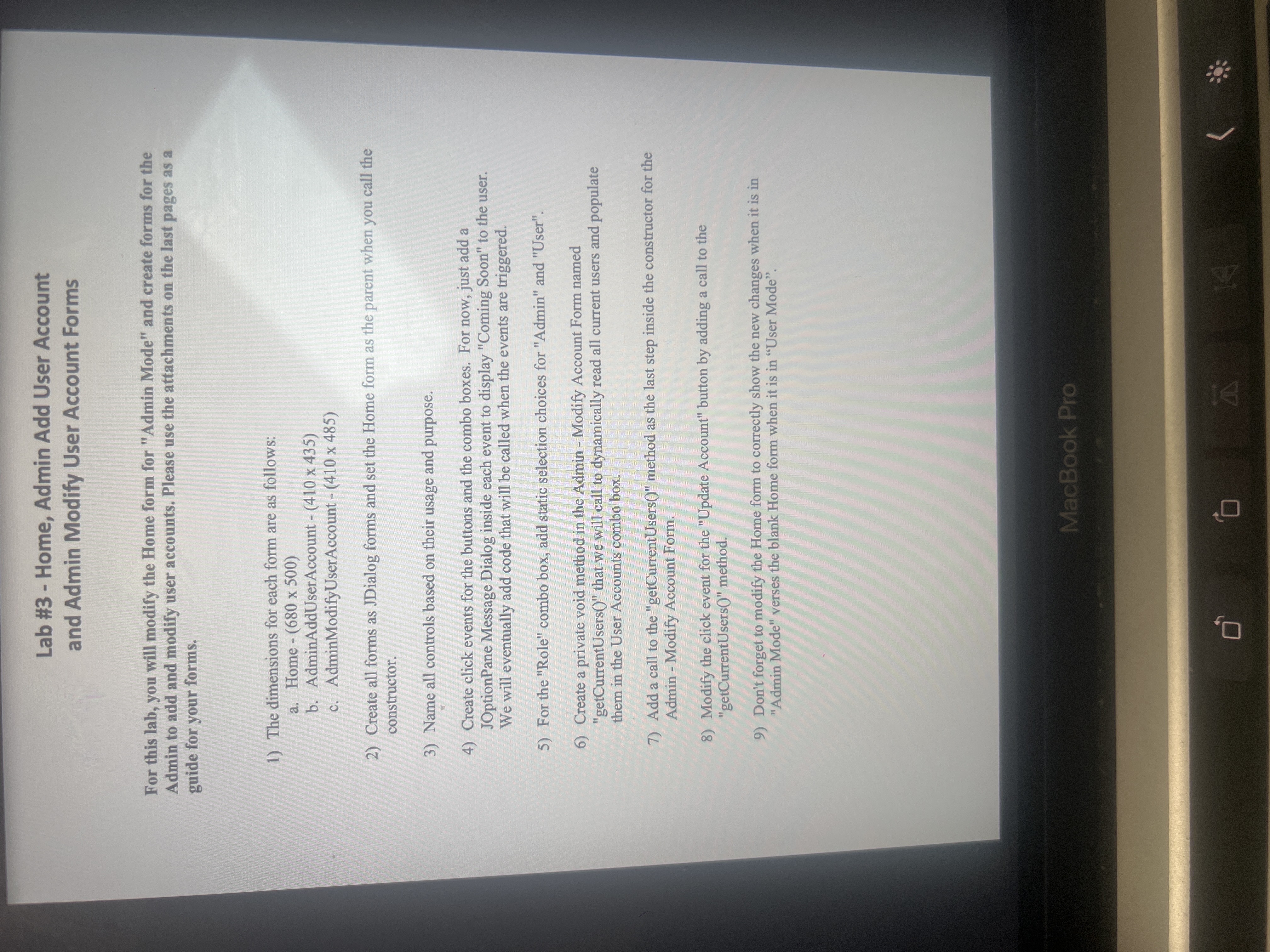 L ab # 3 - Home, Admin Add User Account and Admin