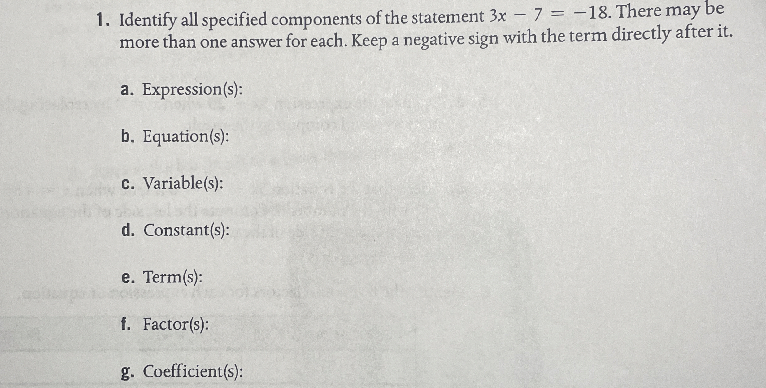Identify all specified components of the