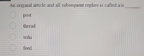 An original article and all subsequent replies is