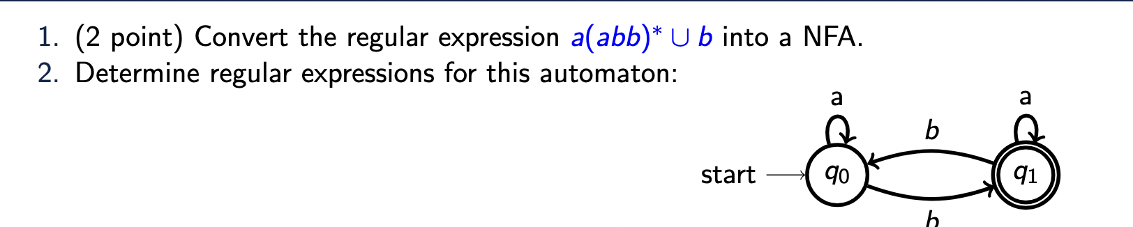Convert the regular expression a ( a b b ) * * b