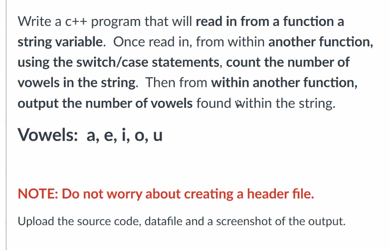 Write a c + + program that will read in from a