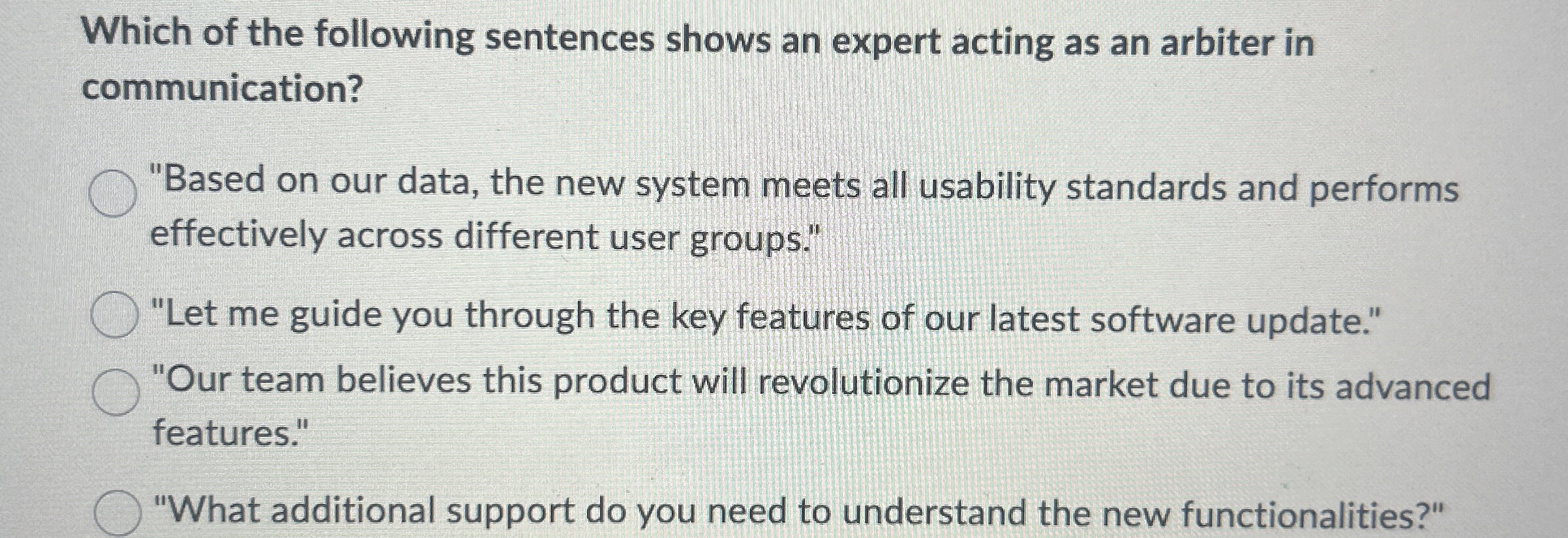 Which of the following sentences shows an expert