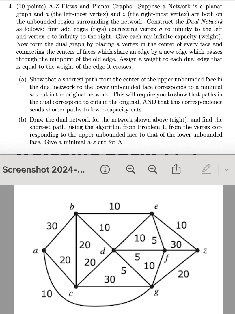 ( 1 0 points ) A - Z Flows and Planar Graphs.