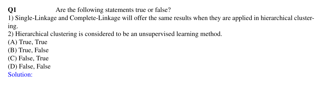 Q 1 Are the following statements true or false? 1