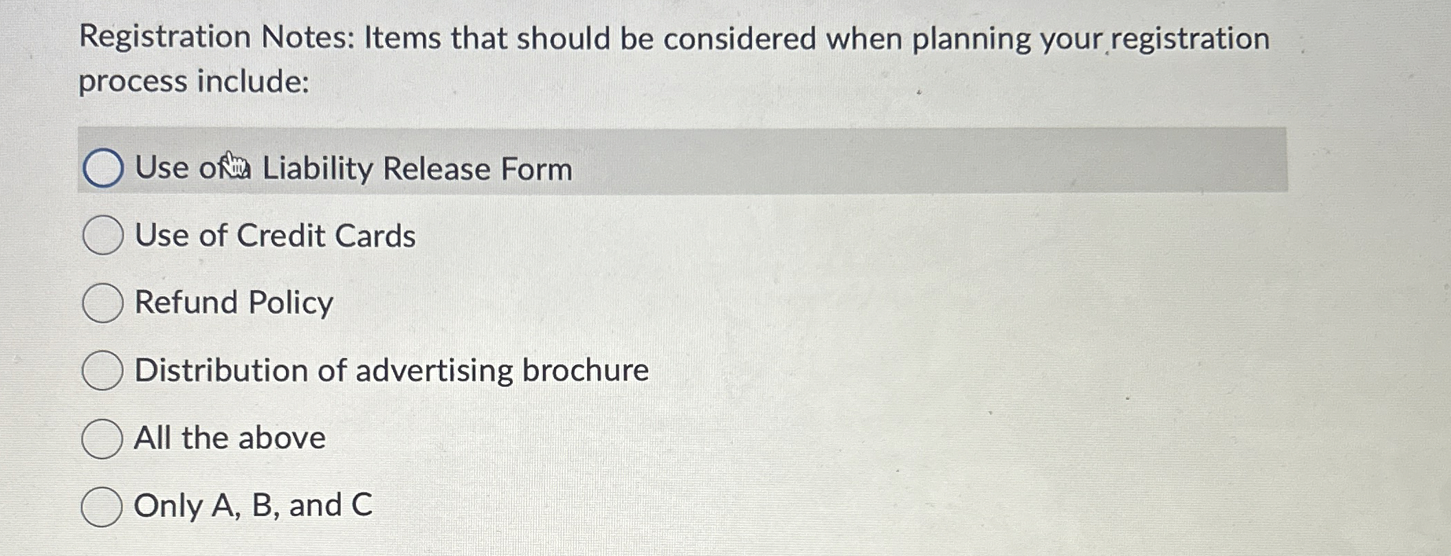 Registration Notes: Items that should be