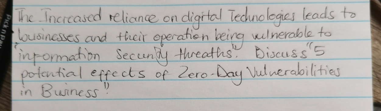 The Increased reliance on digital Technologies