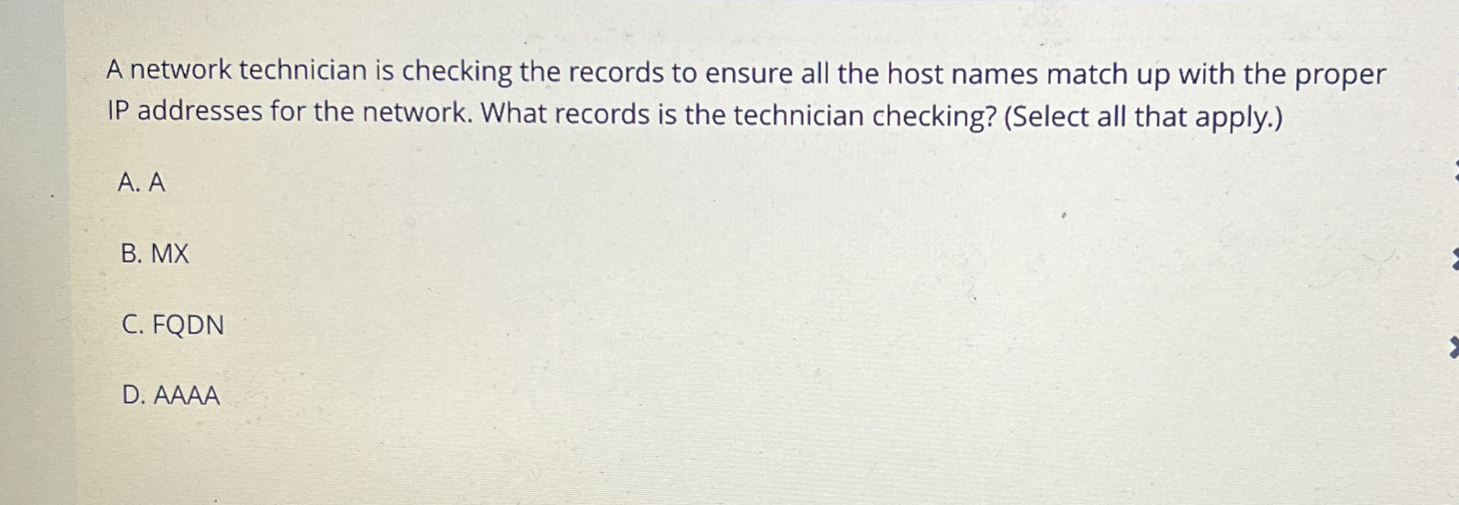 A network technician is checking the records to