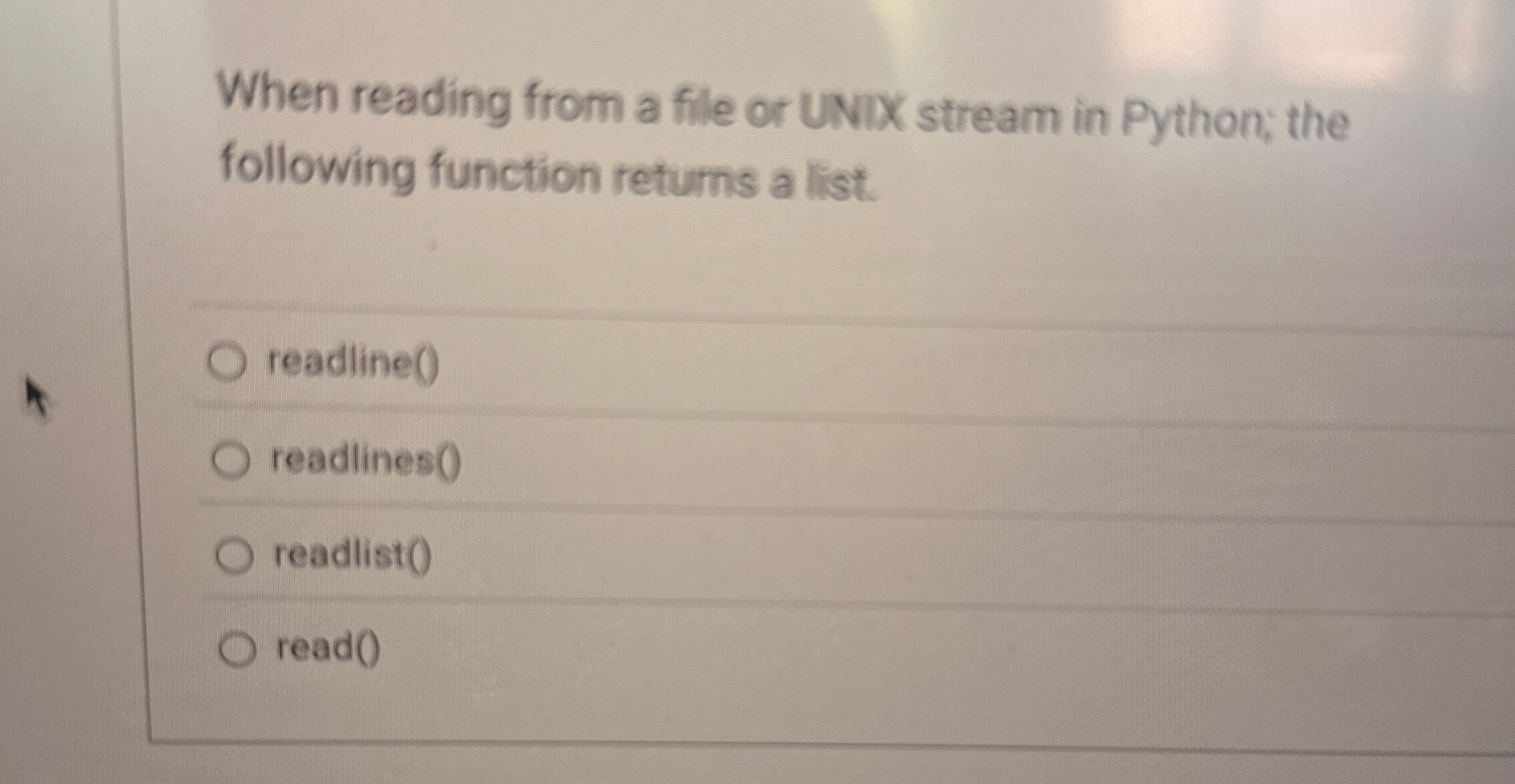 When reading from a file or UNIX stream in