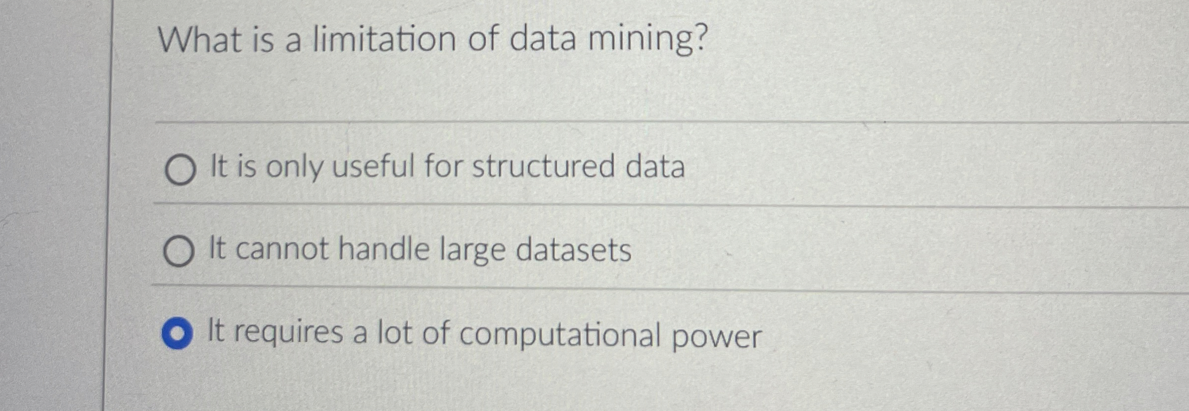 What is a limitation of data mining? It is only