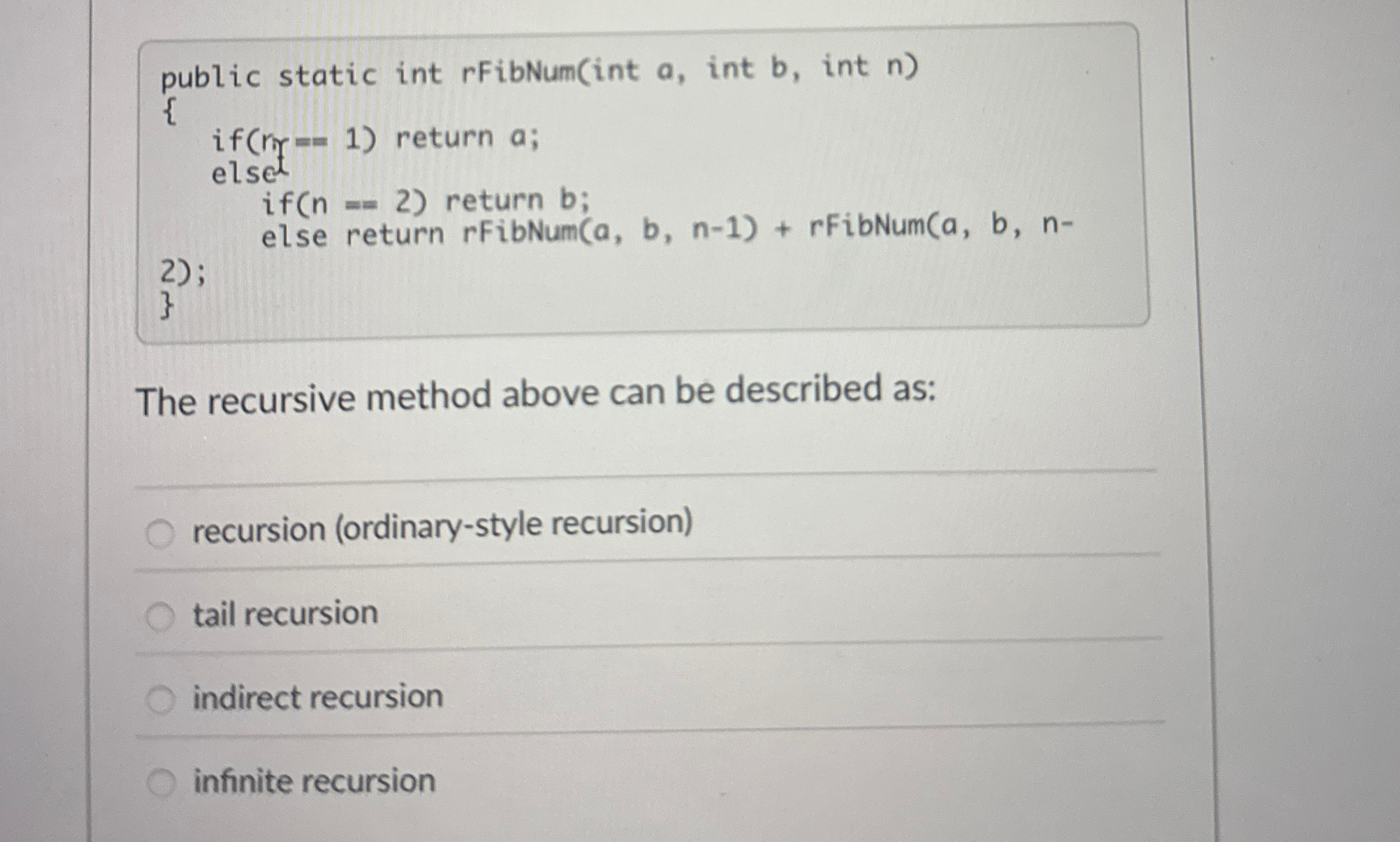 The recursive method above can be described