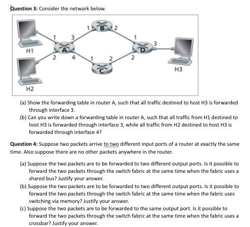 Question 3 : Consider the network below. ( a )