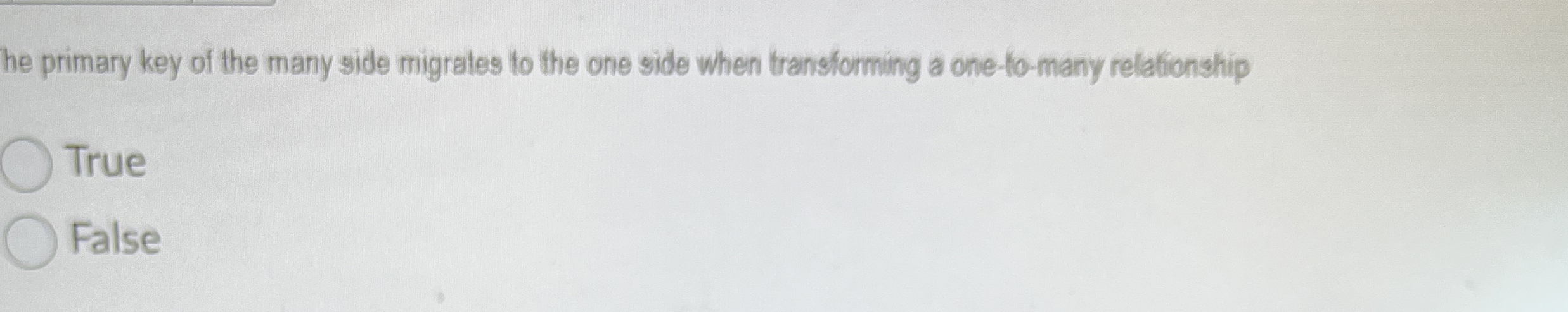 he primary key of the many side migretes to the