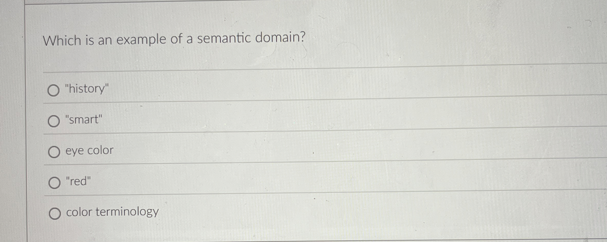Which is an example of a semantic domain?