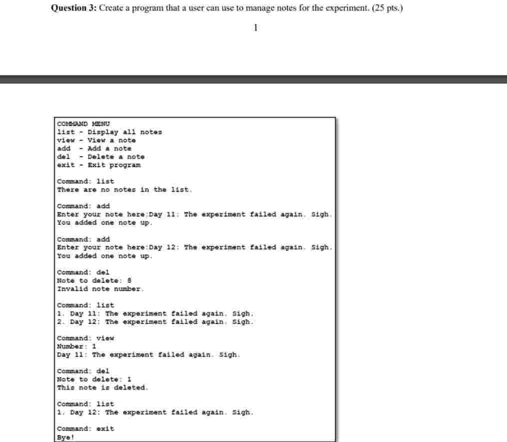 Question 3 : Create a program that a user can use