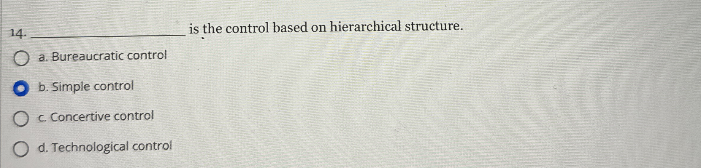 1 4 is the control based on hierarchical