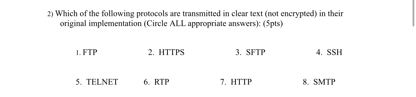 Which of the following protocols are transmitted