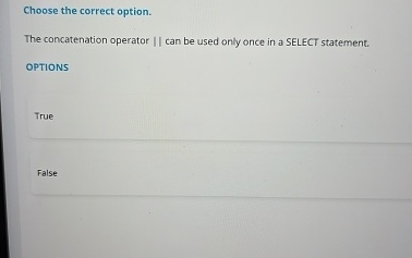 Choose the correct option. The concatenation