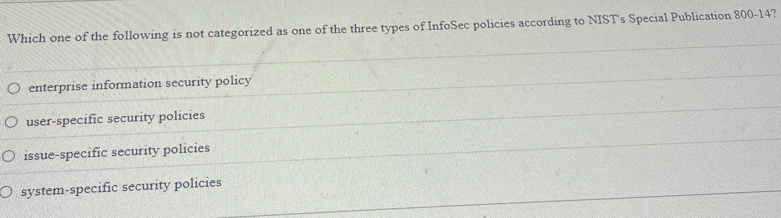 Which one of the following is not categorized as