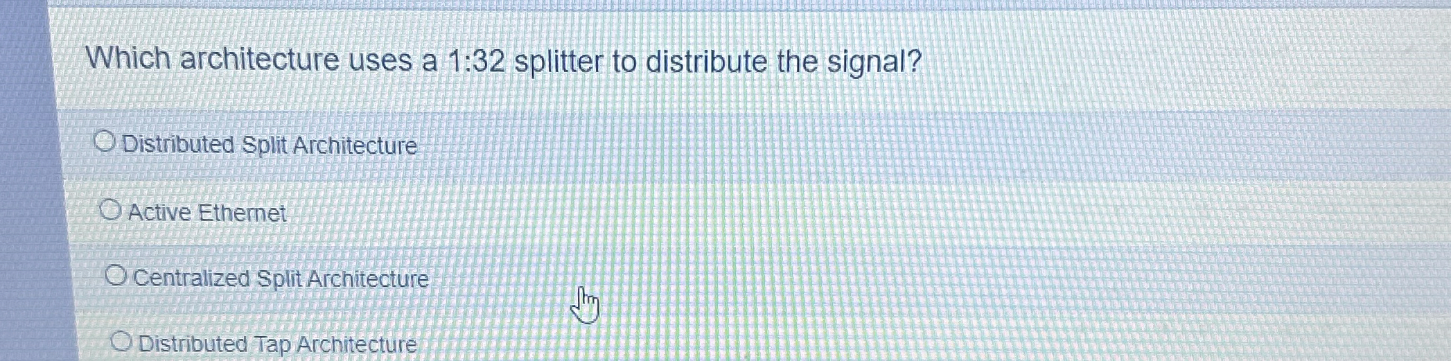 Which architecture uses a 1 : 3 2 splitter to