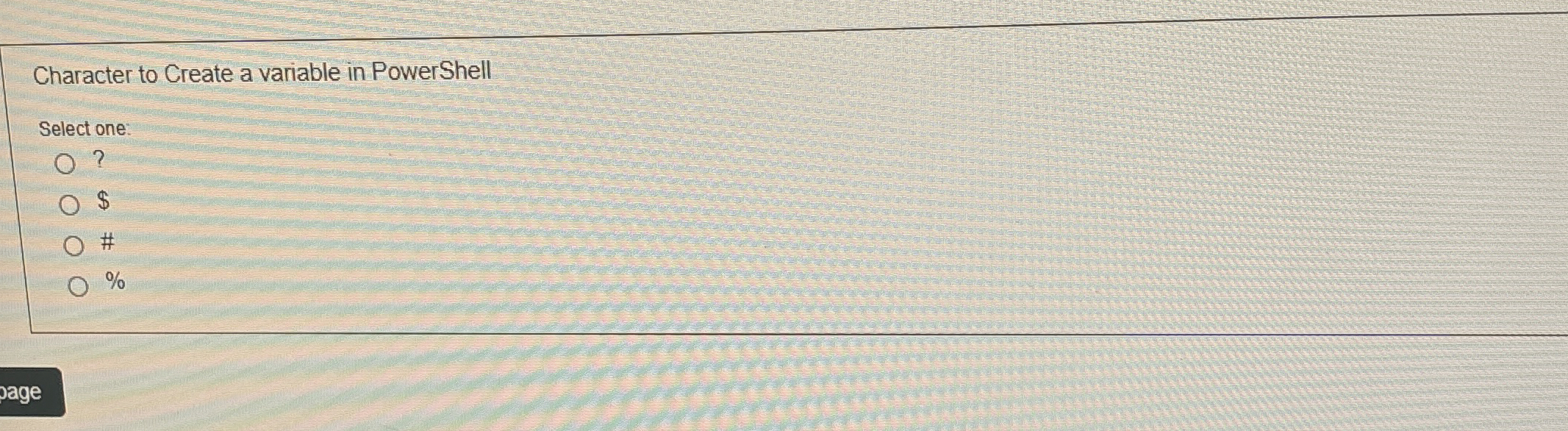 Character to Create a variable in PowerShell