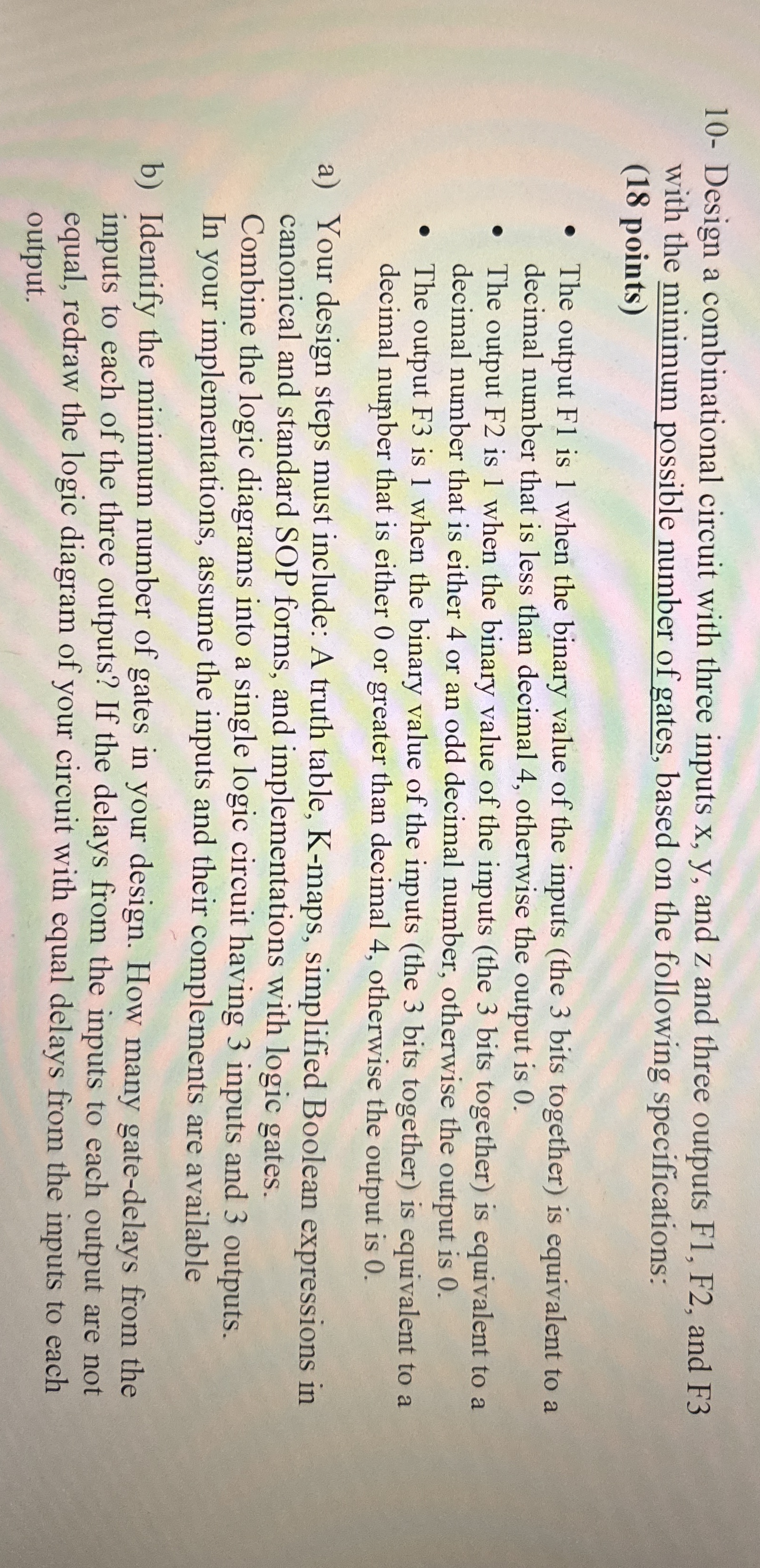 1 0 - Design a combinational circuit with three