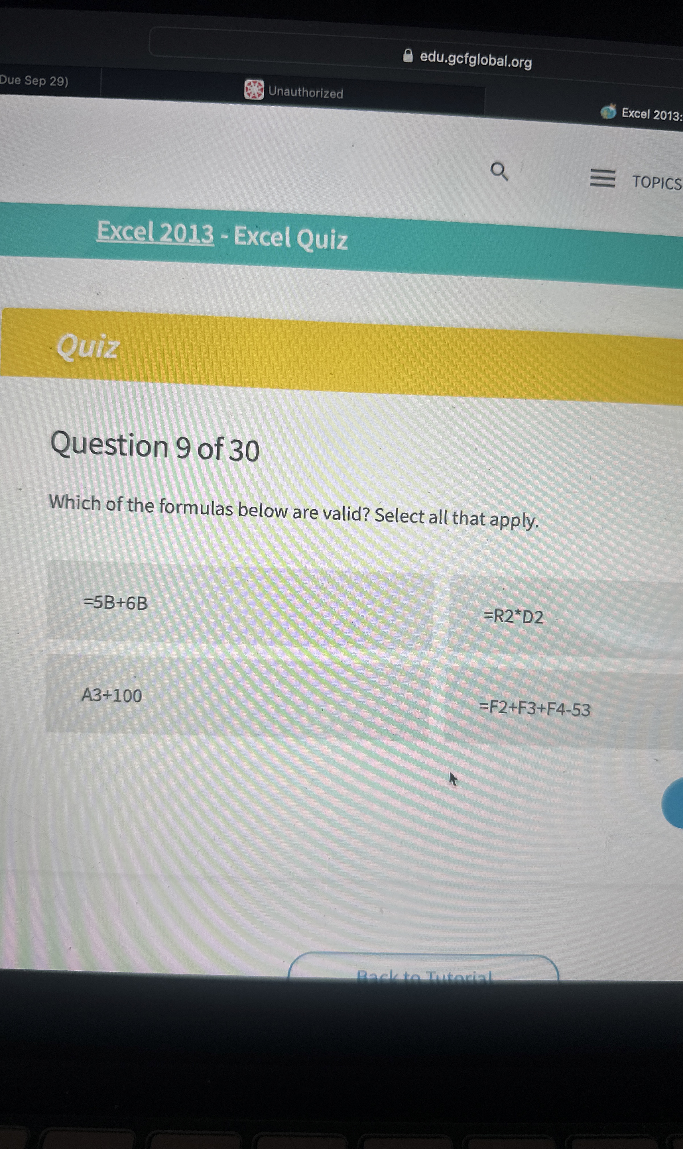 Question 9 of 3 0 Which of the formulas below are