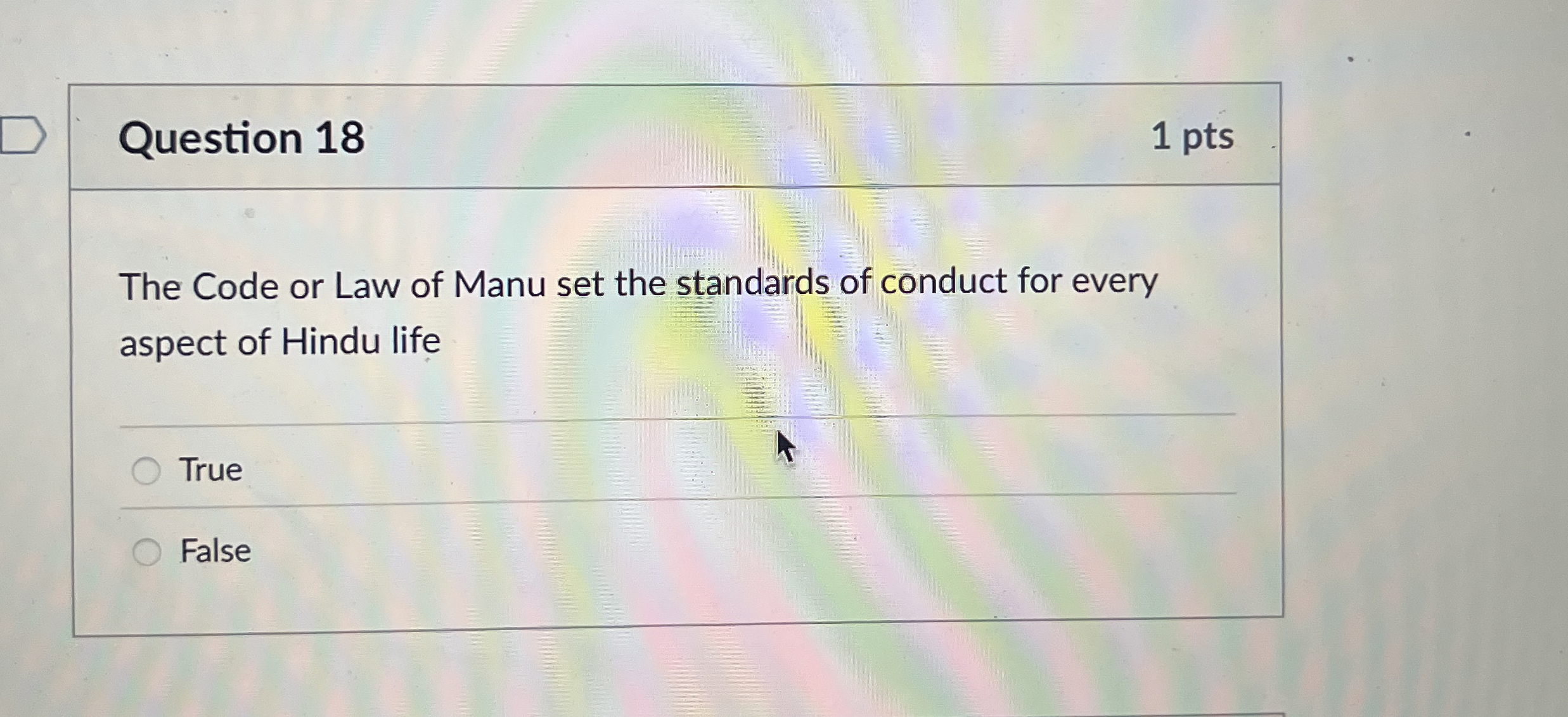 Question 1 8 The Code or Law of Manu set the