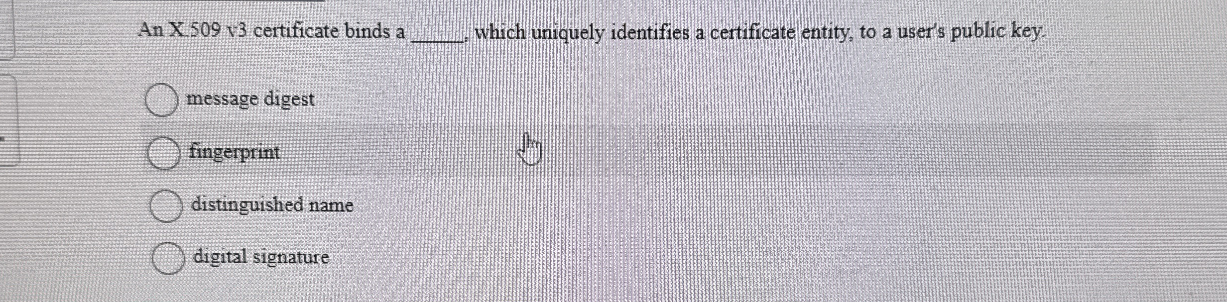 An X . 5 0 9 v 3 certificate binds a q , - which