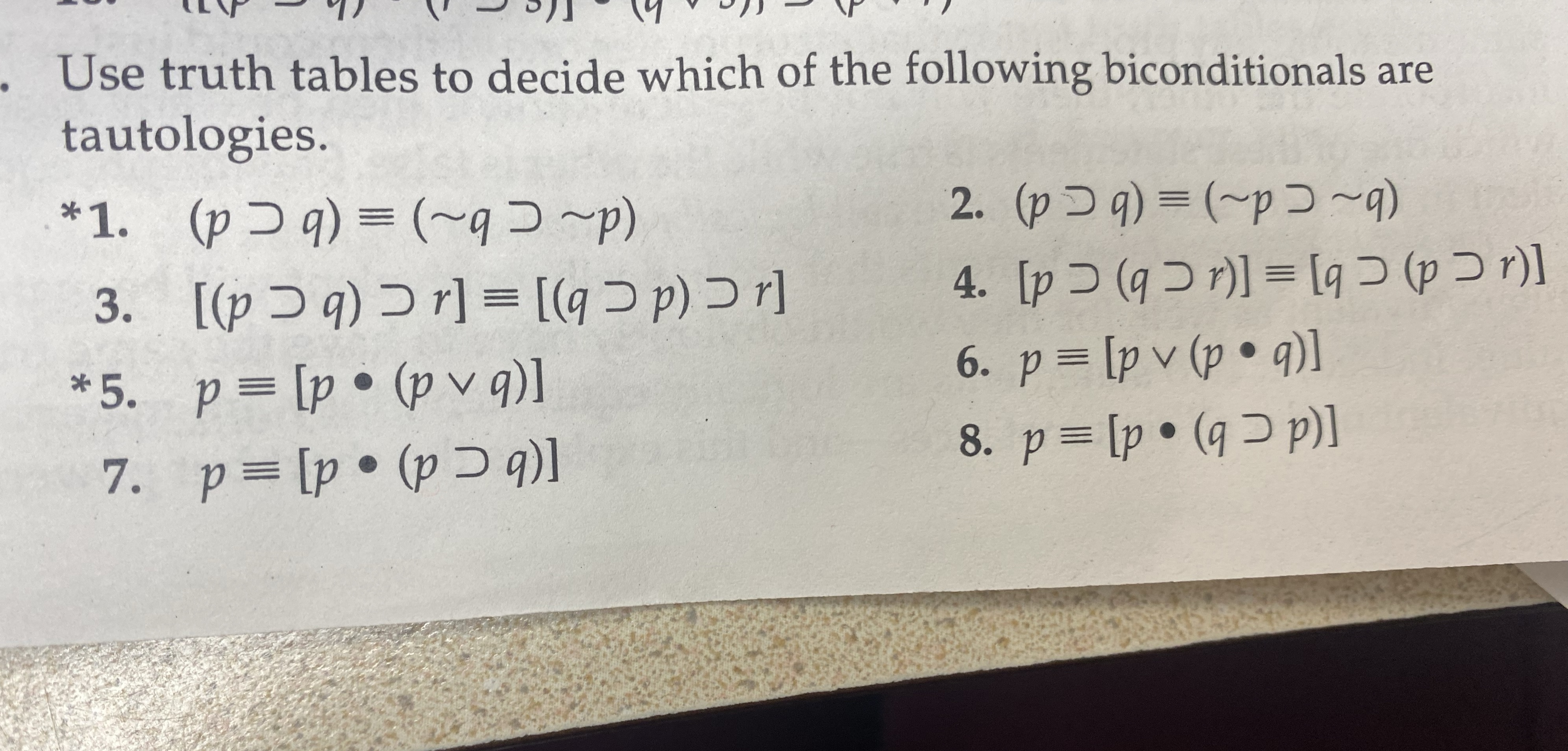 Use truth tables to decide which of the following