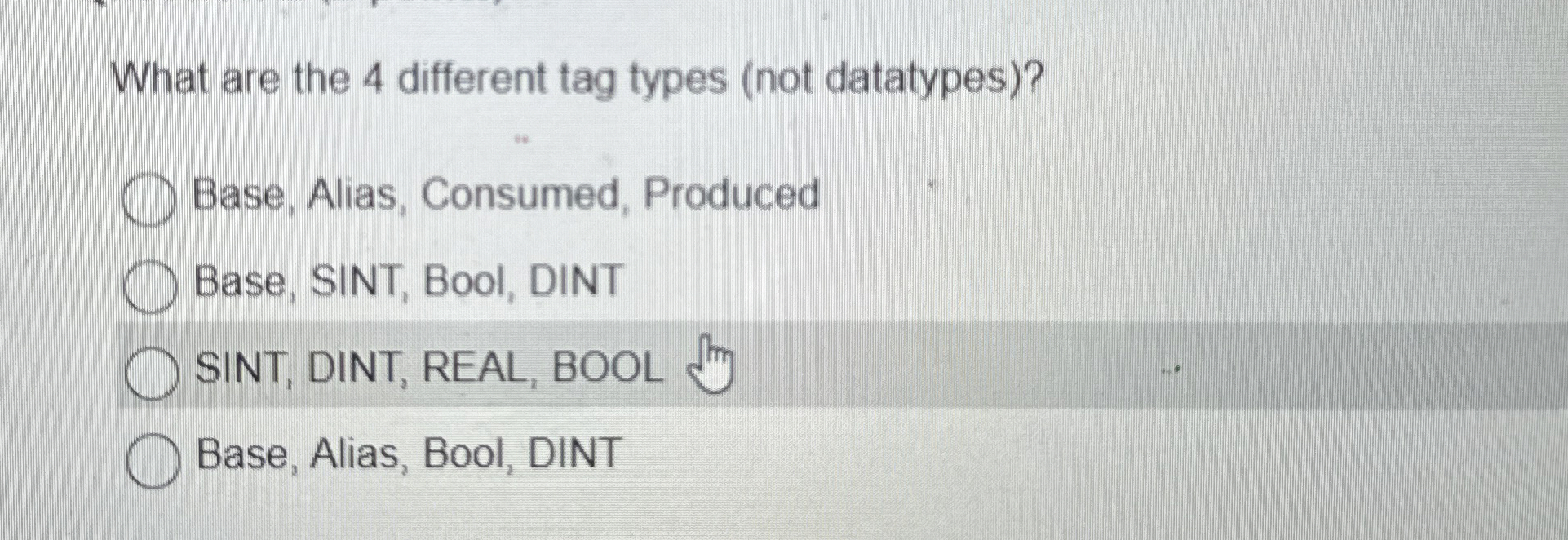 What are the 4 different tag types ( not