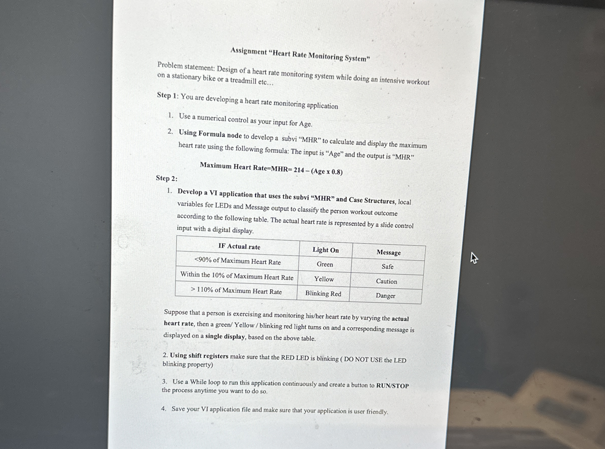Assignment "Heart Rate Monitoring System" Problem